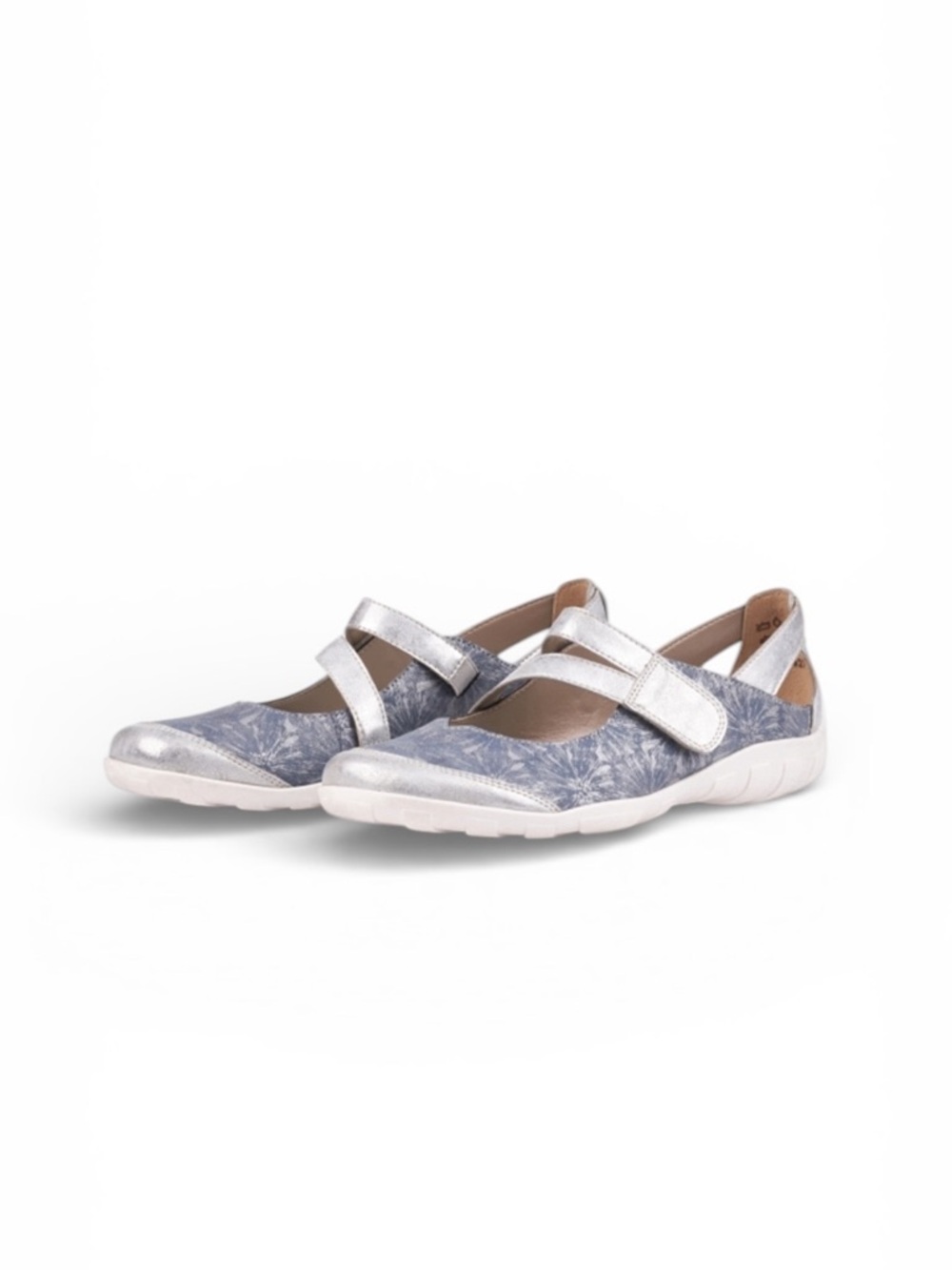 Remonte Blue Metallic and Silver Blue Leather Mary Jane Style Sandal Sneakers